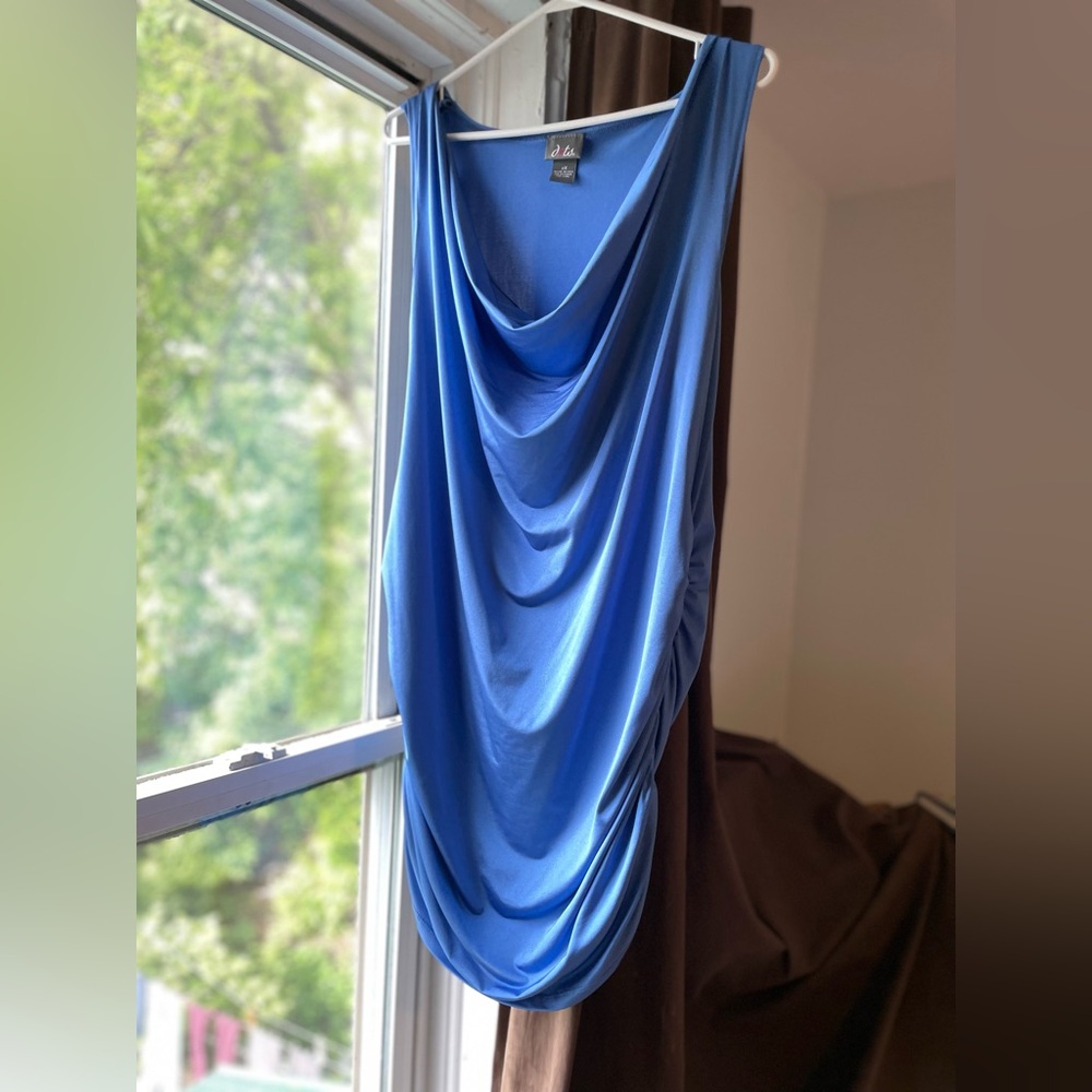 Dots Vibrant Blue Cowl Neck Top